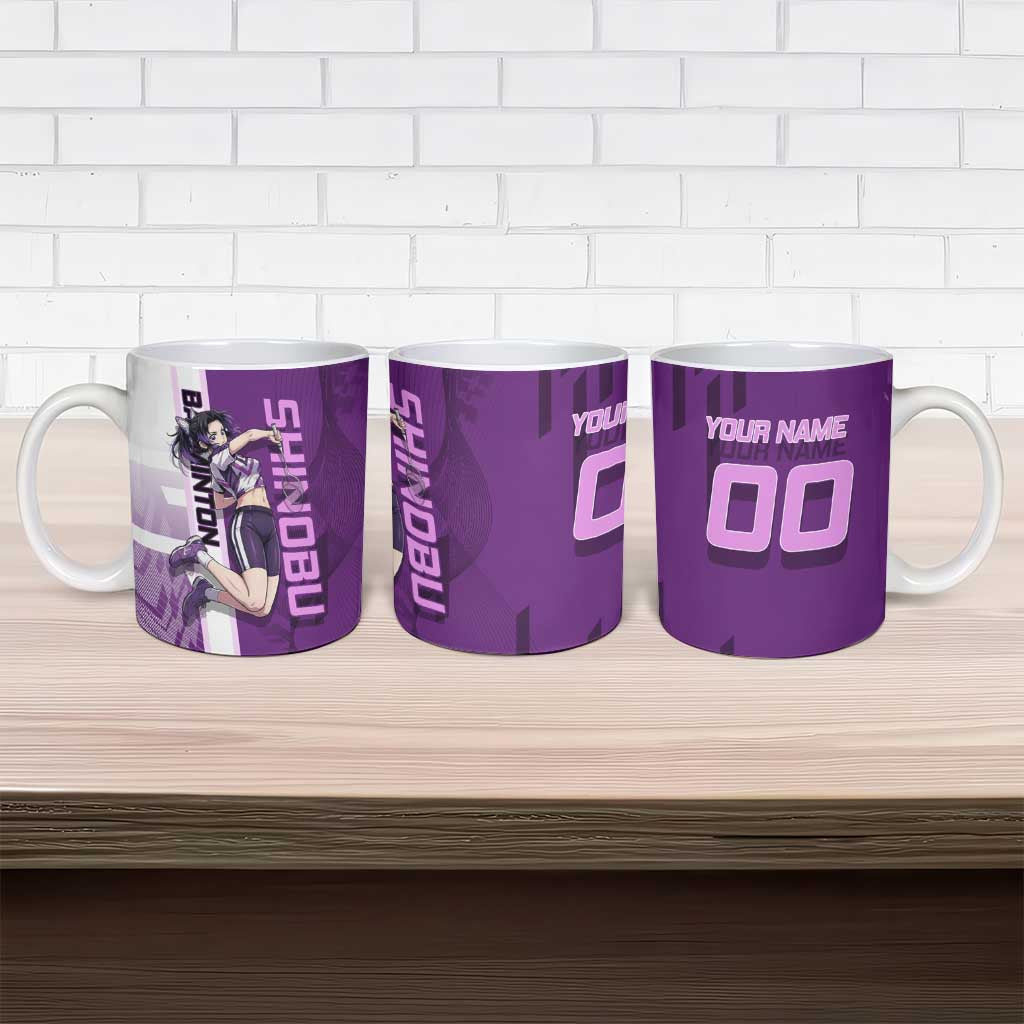 Personalized Shinobu Kocho Badminton Ceramic Mug with Jump Smash Pose - The Mazicc