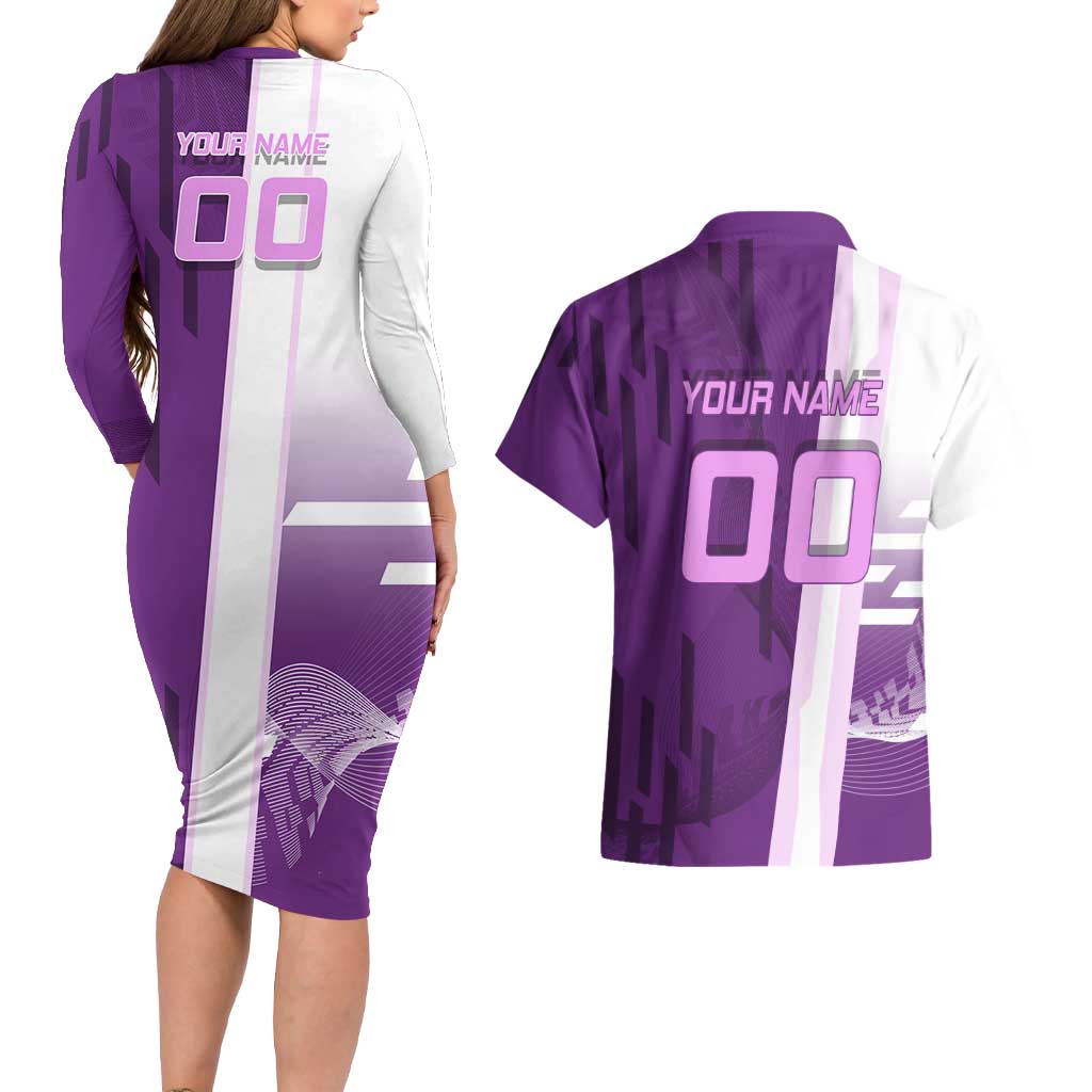 Personalized Shinobu Kocho Badminton Couples Matching Long Sleeve Bodycon Dress and Hawaiian Shirt with Jump Smash Pose - The Mazicc