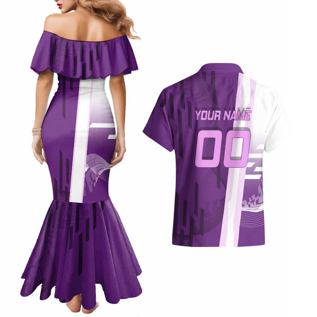 Personalized Shinobu Kocho Badminton Couples Matching Mermaid Dress and Hawaiian Shirt with Jump Smash Pose - The Mazicc