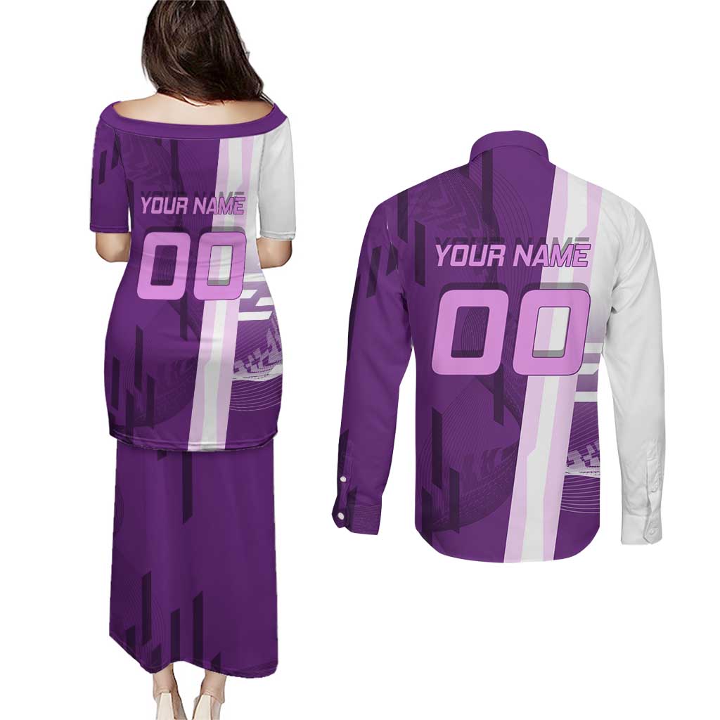Personalized Shinobu Kocho Badminton Couples Matching Puletasi and Long Sleeve Button Shirt with Jump Smash Pose - The Mazicc