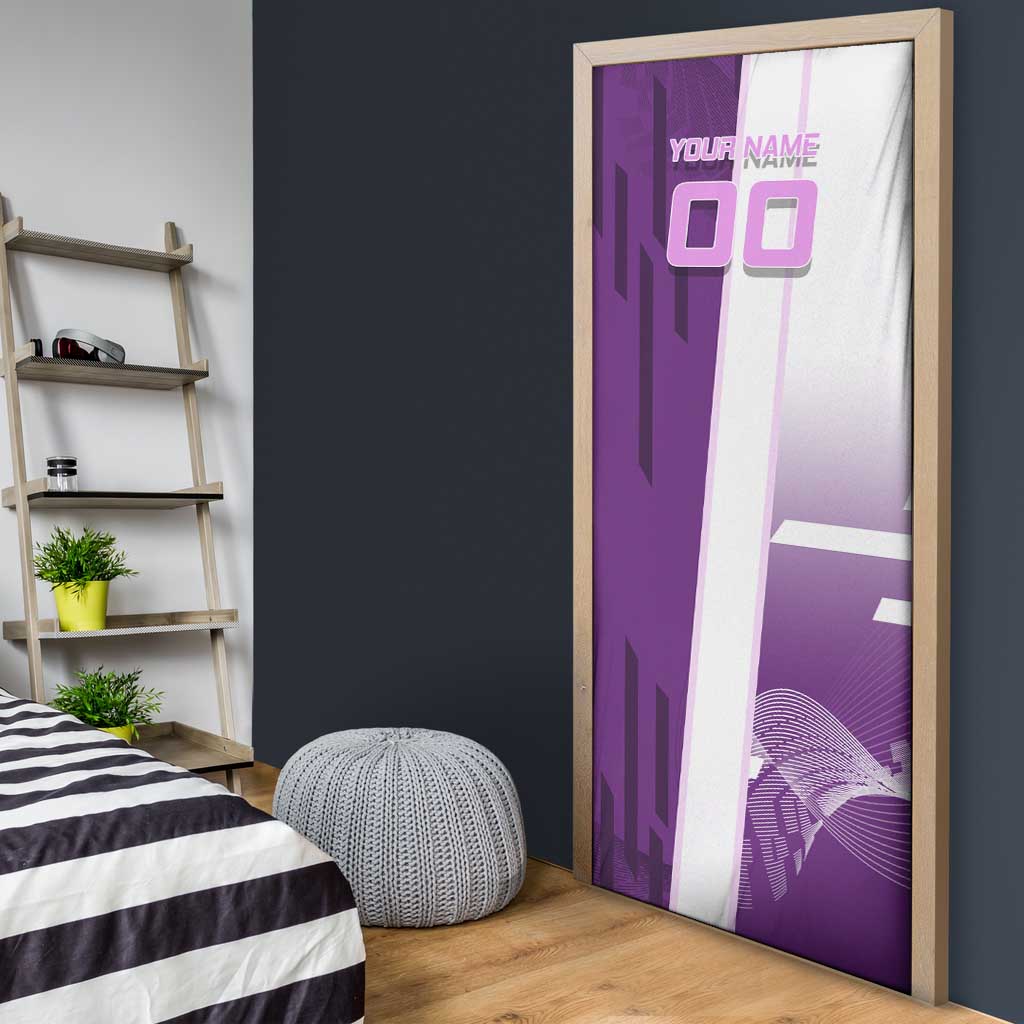 Personalized Shinobu Kocho Badminton Door Cover with Jump Smash Pose - The Mazicc
