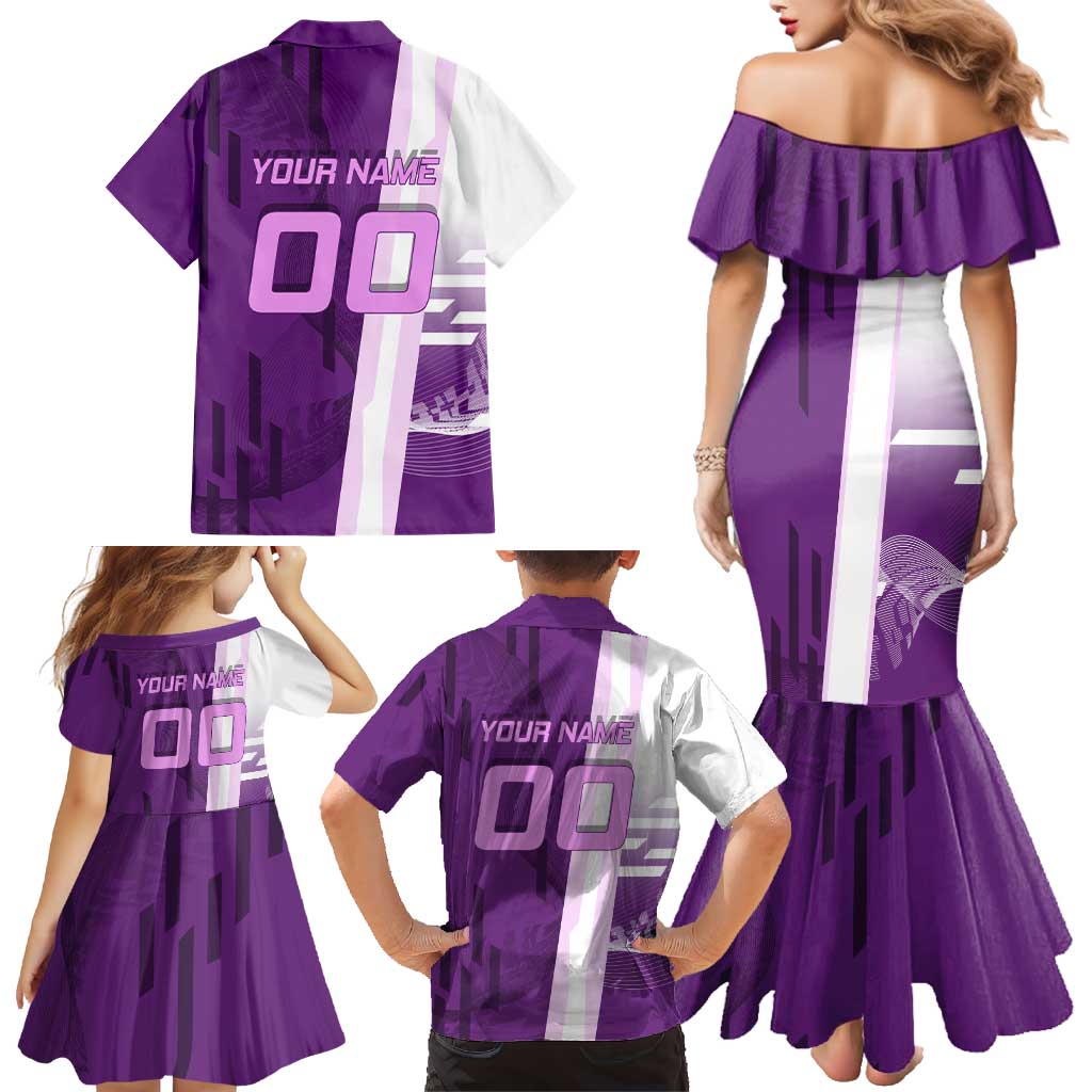 Personalized Shinobu Kocho Badminton Family Matching Mermaid Dress and Hawaiian Shirt with Jump Smash Pose