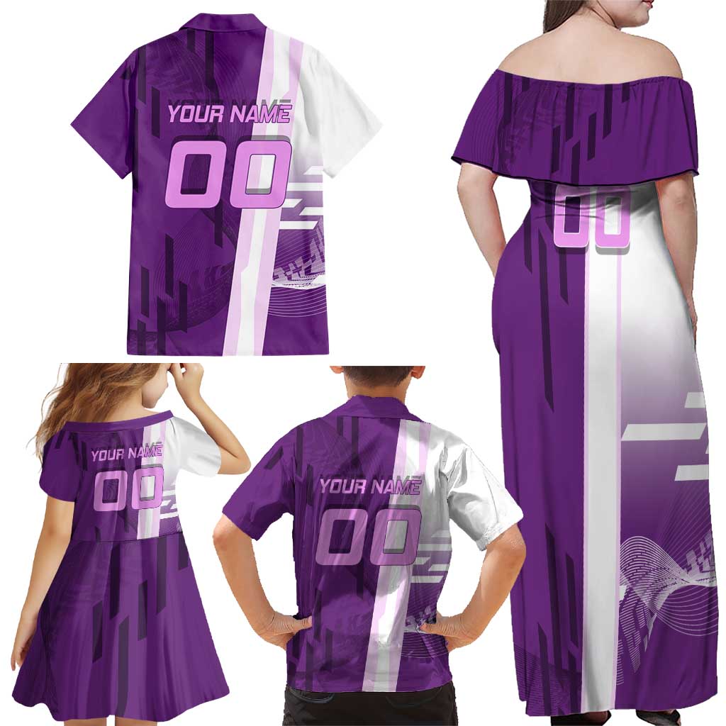 Personalized Shinobu Kocho Badminton Family Matching Off Shoulder Maxi Dress and Hawaiian Shirt with Jump Smash Pose