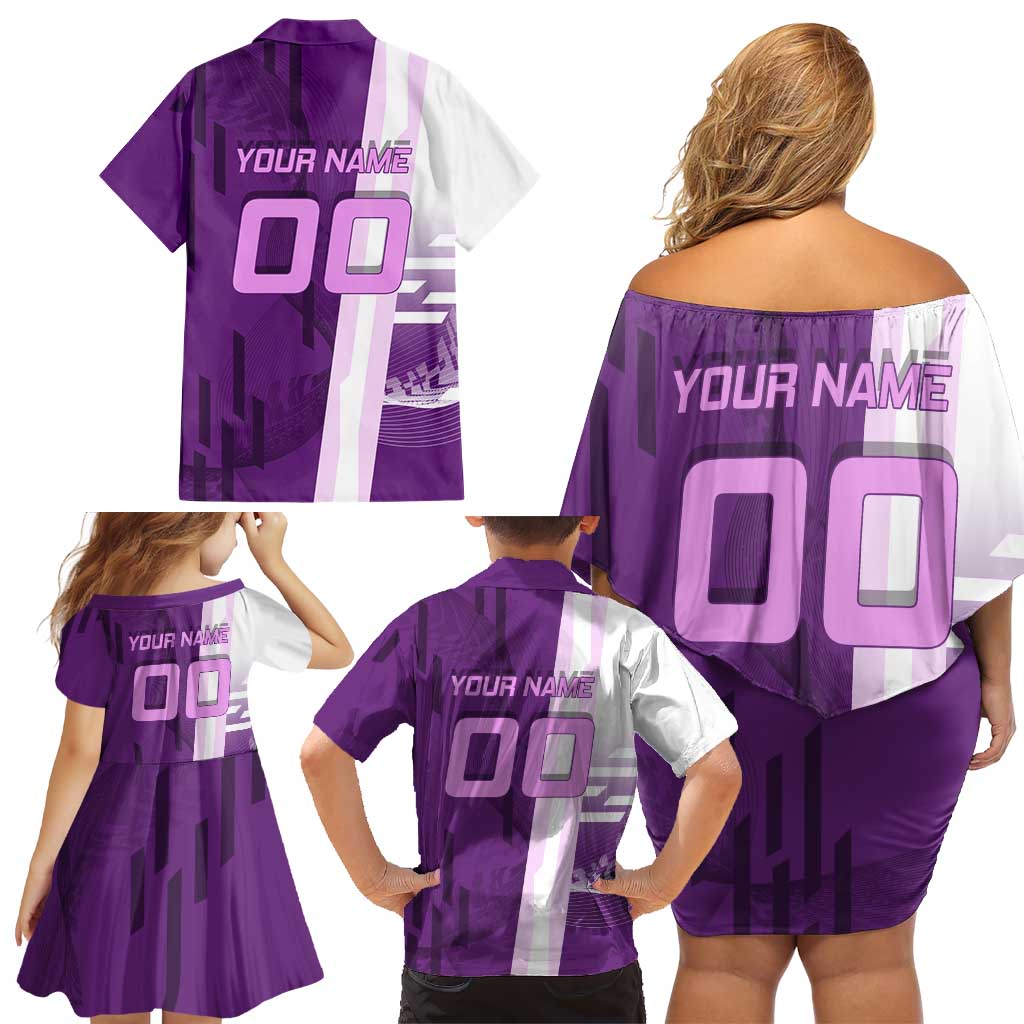 Personalized Shinobu Kocho Badminton Family Matching Off Shoulder Short Dress and Hawaiian Shirt with Jump Smash Pose
