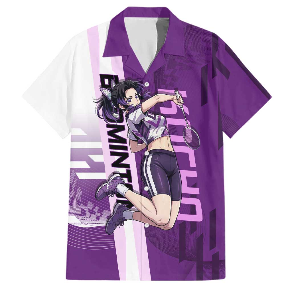 Personalized Shinobu Kocho Badminton Family Matching Tank Maxi Dress and Hawaiian Shirt with Jump Smash Pose