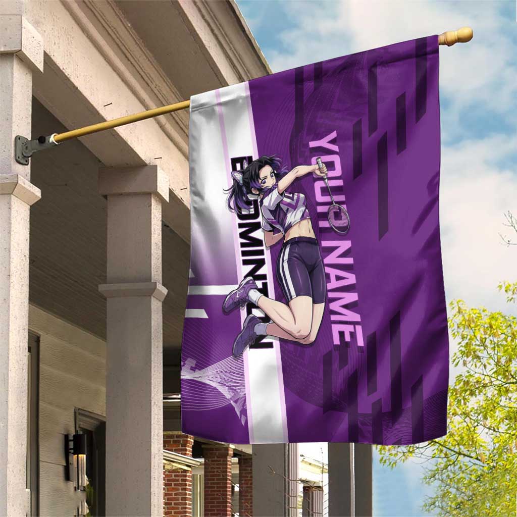 Personalized Shinobu Kocho Badminton Garden Flag with Jump Smash Pose - The Mazicc