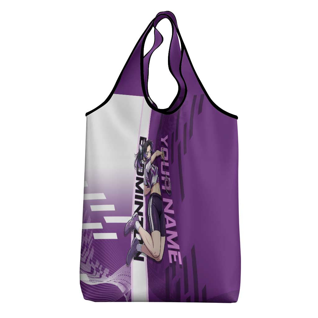 Personalized Shinobu Kocho Badminton Grocery Bag with Jump Smash Pose - The Mazicc
