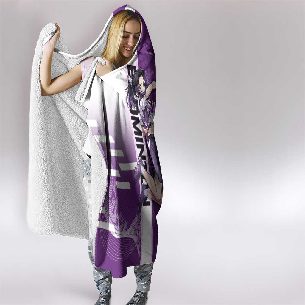 Personalized Shinobu Kocho Badminton Hooded Blanket with Jump Smash Pose - The Mazicc