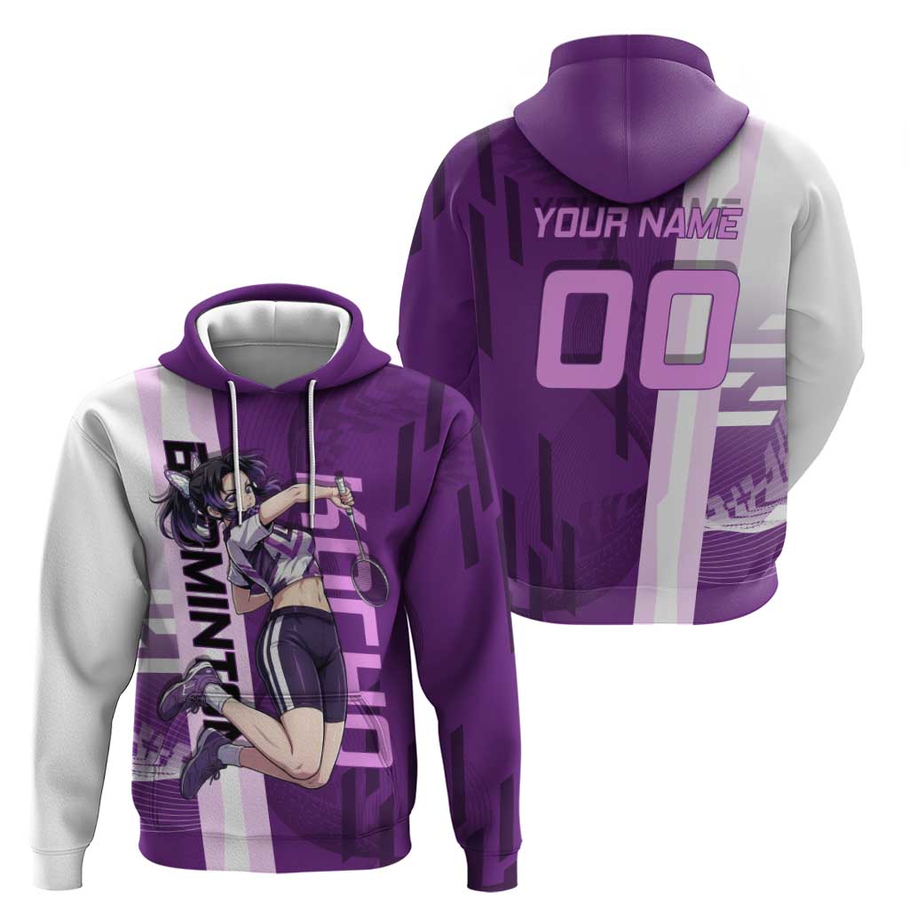 Personalized Shinobu Kocho Badminton Hoodie with Jump Smash Pose - The Mazicc