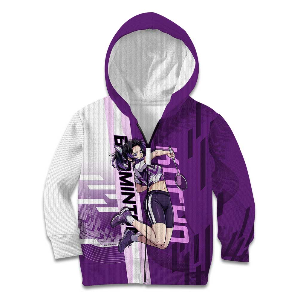 Personalized Shinobu Kocho Badminton Kid Hoodie with Jump Smash Pose - The Mazicc