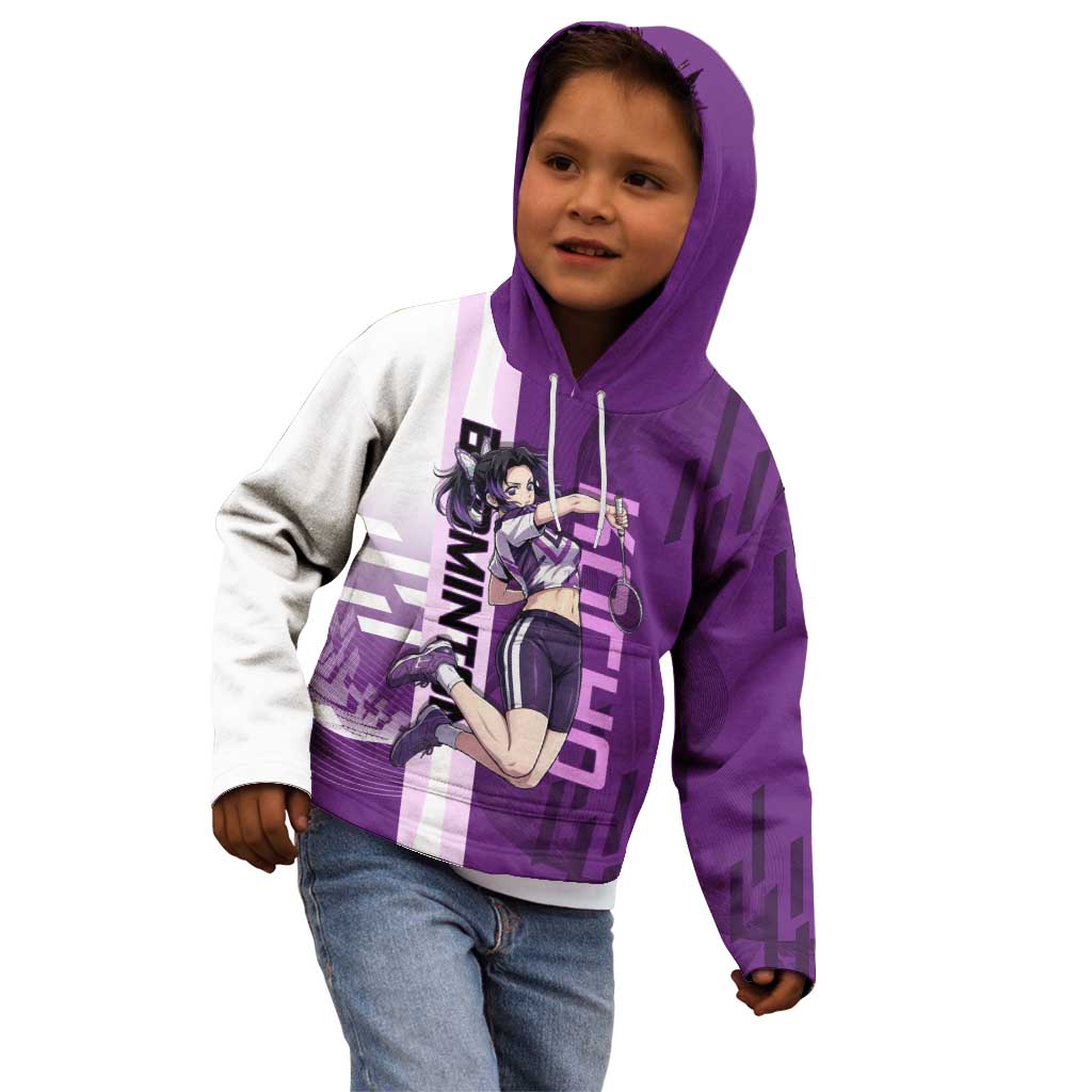Personalized Shinobu Kocho Badminton Kid Hoodie with Jump Smash Pose - The Mazicc
