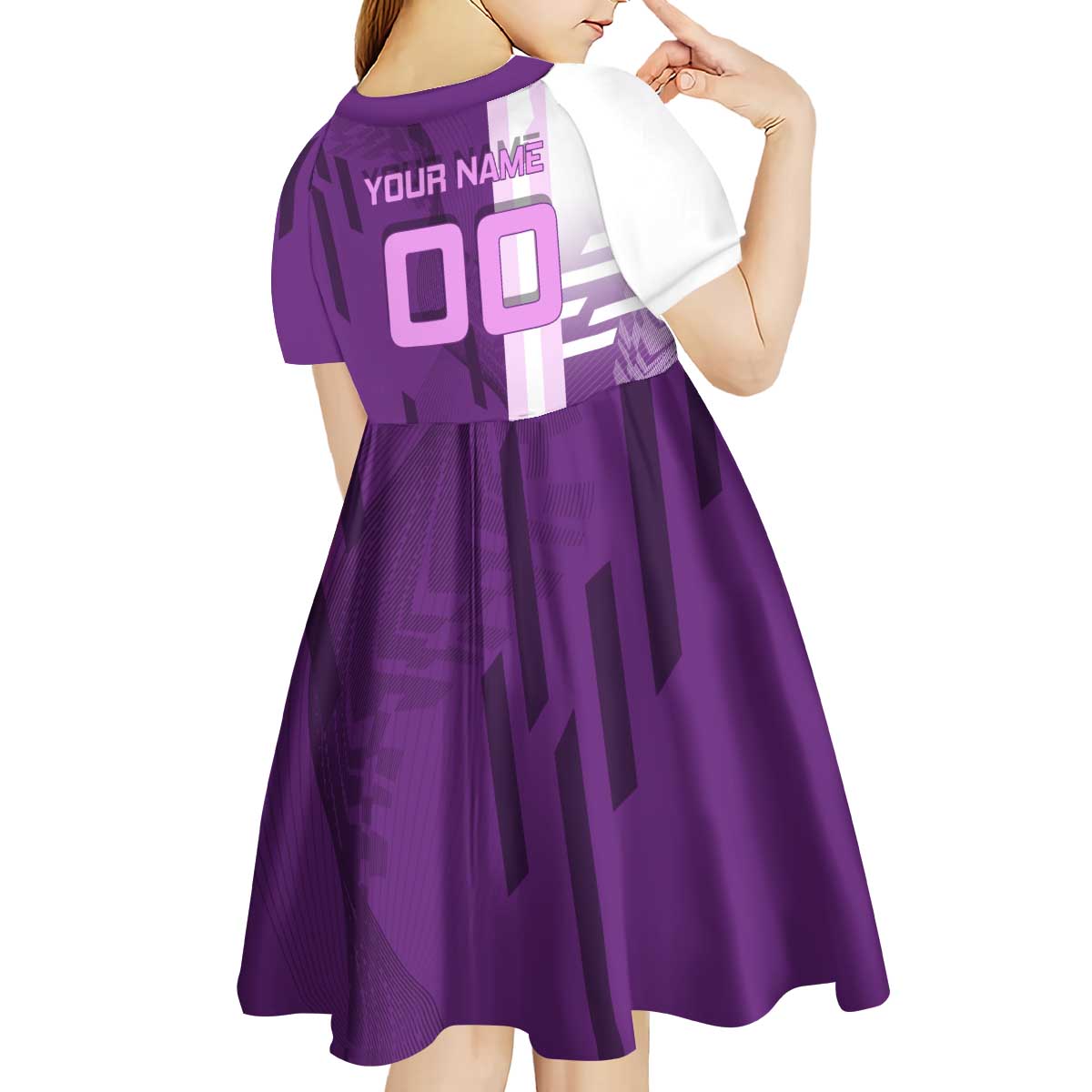 Personalized Shinobu Kocho Badminton Kid Short Sleeve Dress with Jump Smash Pose - The Mazicc