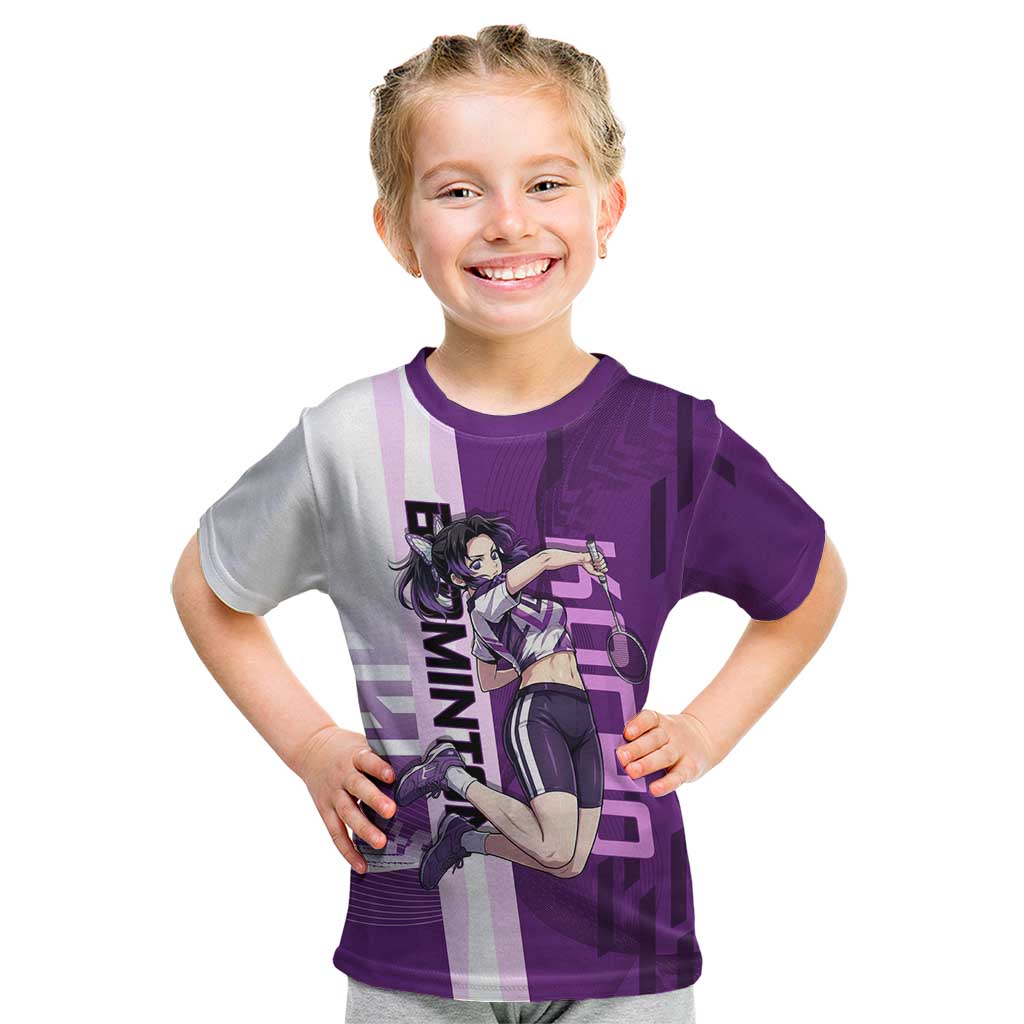 Personalized Shinobu Kocho Badminton Kid T Shirt with Jump Smash Pose - The Mazicc