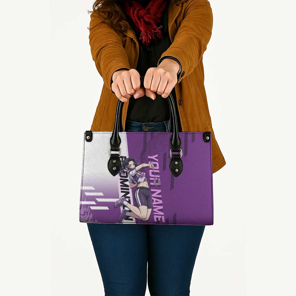 Personalized Shinobu Kocho Badminton Leather Bag with Jump Smash Pose - The Mazicc