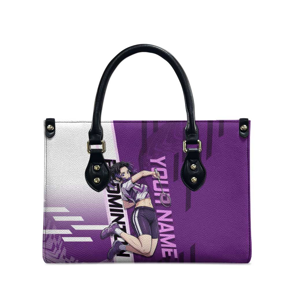 Personalized Shinobu Kocho Badminton Leather Bag with Jump Smash Pose - The Mazicc
