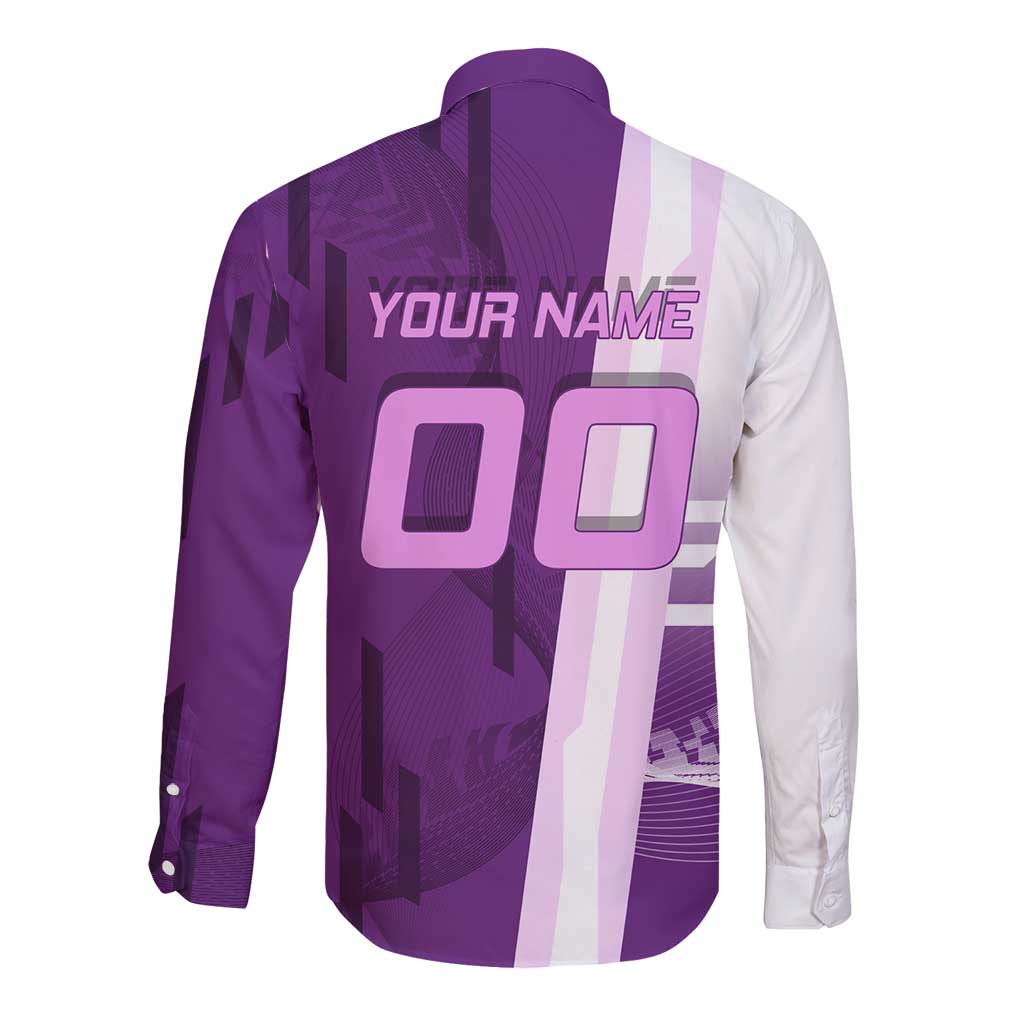 Personalized Shinobu Kocho Badminton Long Sleeve Button Shirt with Jump Smash Pose - The Mazicc