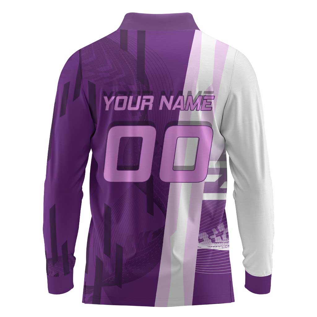 Personalized Shinobu Kocho Badminton Long Sleeve Polo Shirt with Jump Smash Pose - The Mazicc