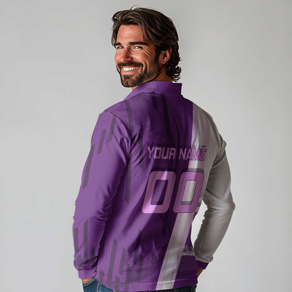 Personalized Shinobu Kocho Badminton Long Sleeve Polo Shirt with Jump Smash Pose - The Mazicc