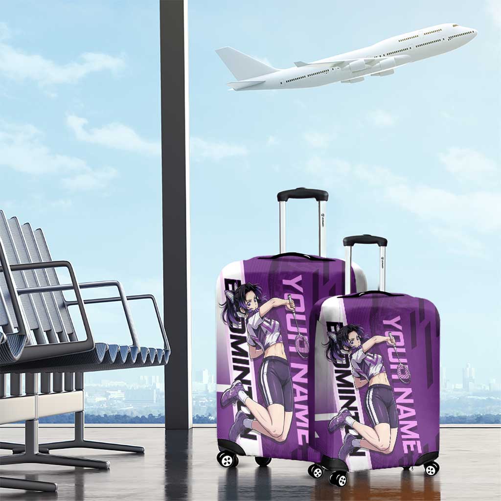 Personalized Shinobu Kocho Badminton Luggage Cover with Jump Smash Pose - The Mazicc