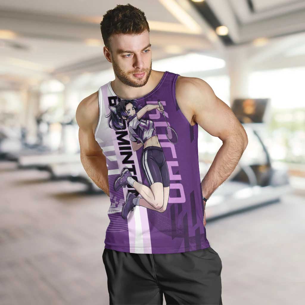 Personalized Shinobu Kocho Badminton Men Tank Top with Jump Smash Pose - The Mazicc