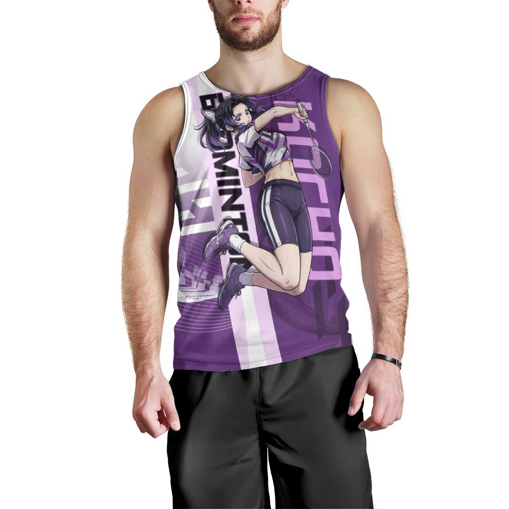 Personalized Shinobu Kocho Badminton Men Tank Top with Jump Smash Pose - The Mazicc