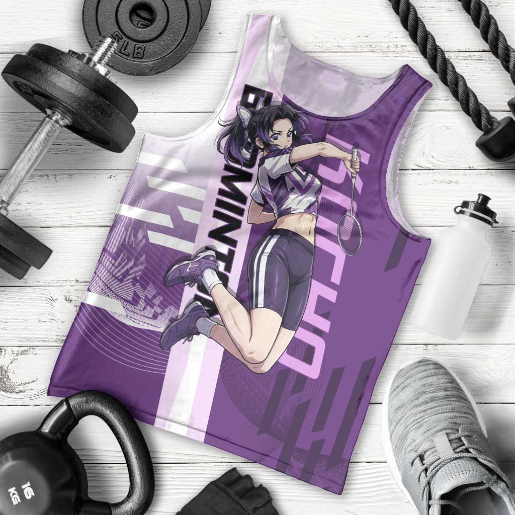 Personalized Shinobu Kocho Badminton Men Tank Top with Jump Smash Pose - The Mazicc