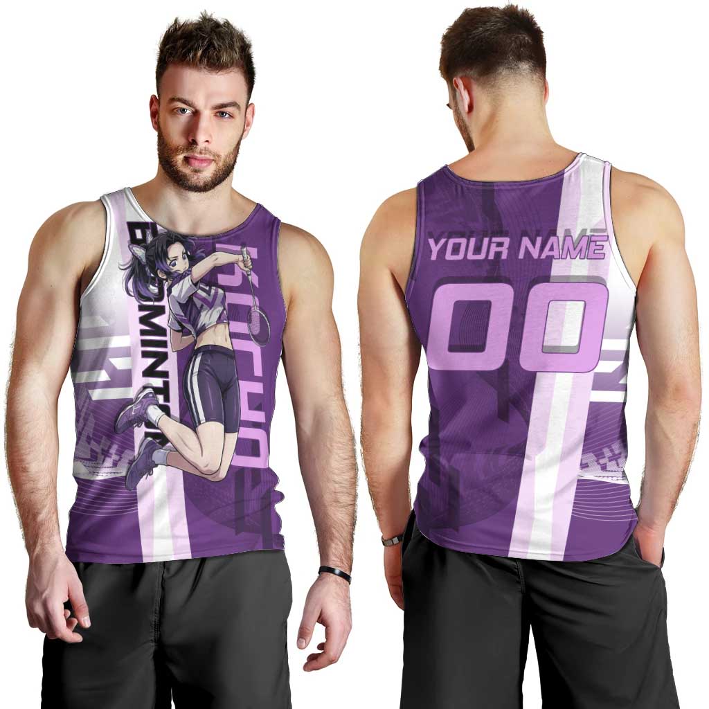 Personalized Shinobu Kocho Badminton Men Tank Top with Jump Smash Pose - The Mazicc