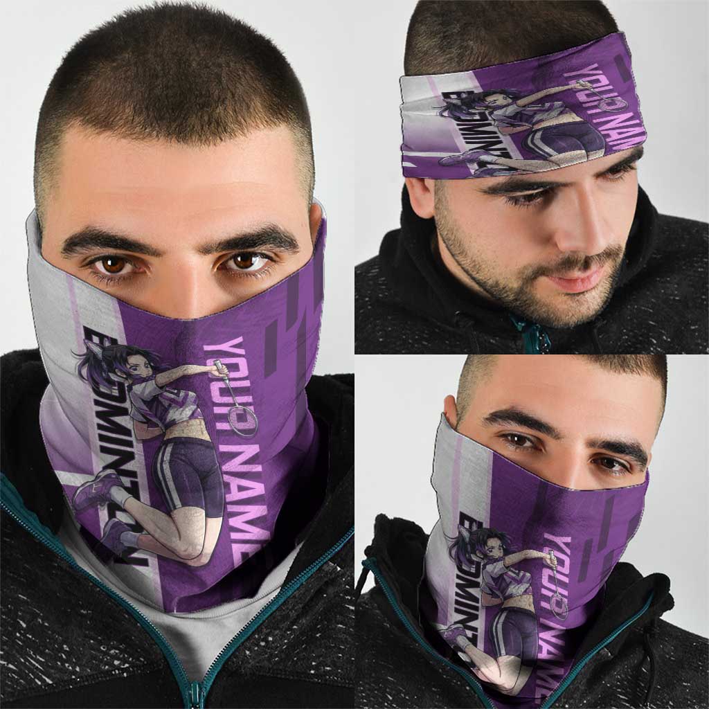 Personalized Shinobu Kocho Badminton Neck Gaiter with Jump Smash Pose - The Mazicc