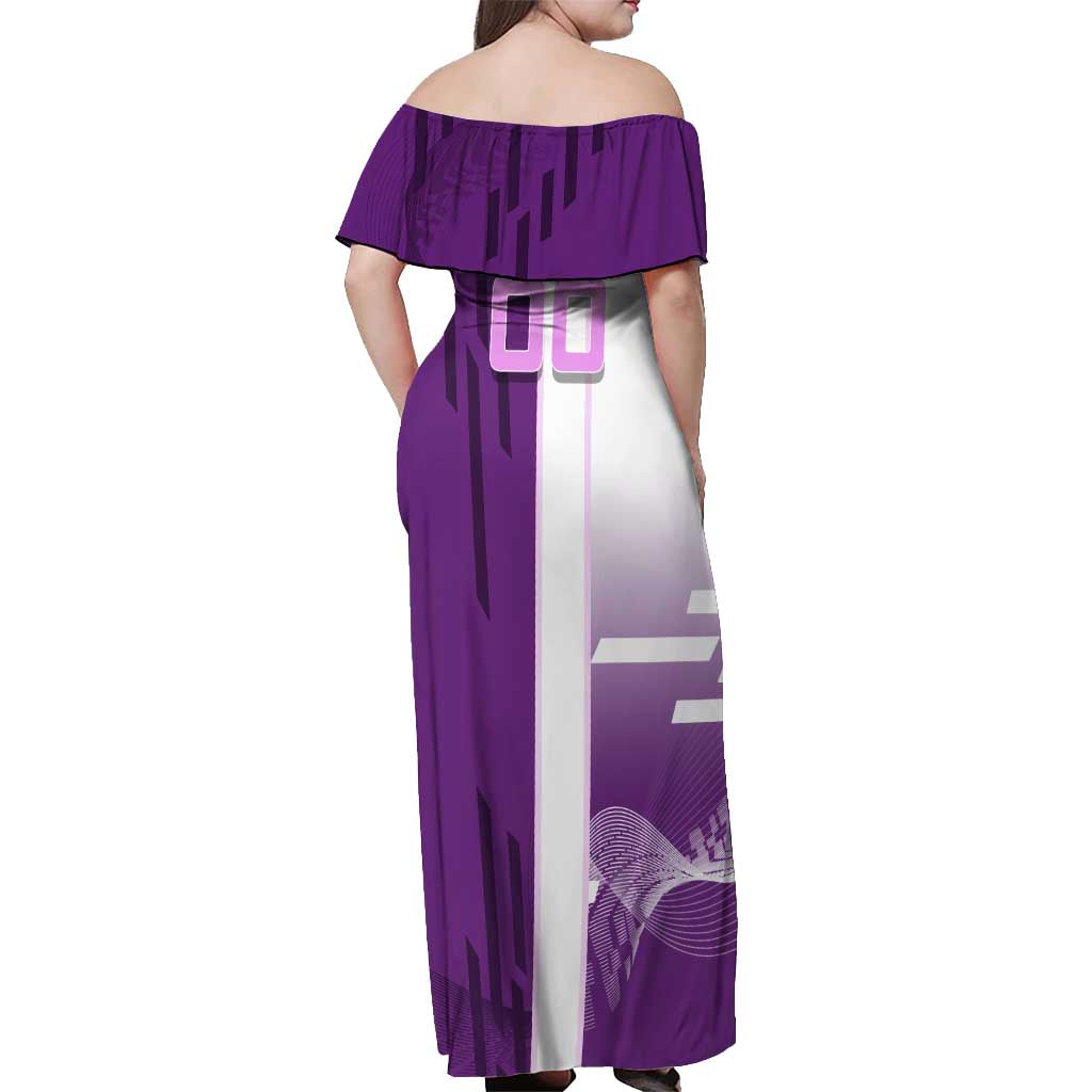 Personalized Shinobu Kocho Badminton Off Shoulder Maxi Dress with Jump Smash Pose - The Mazicc
