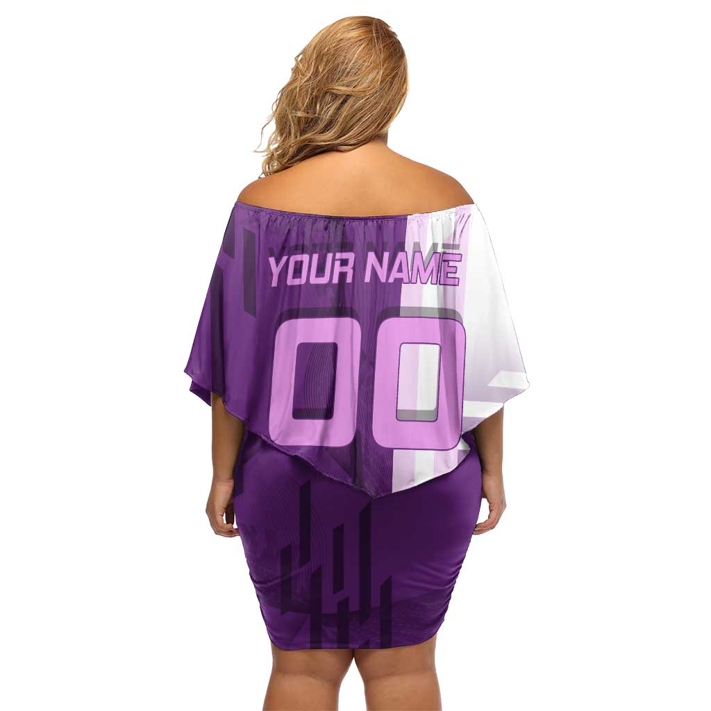Personalized Shinobu Kocho Badminton Off Shoulder Short Dress with Jump Smash Pose - The Mazicc