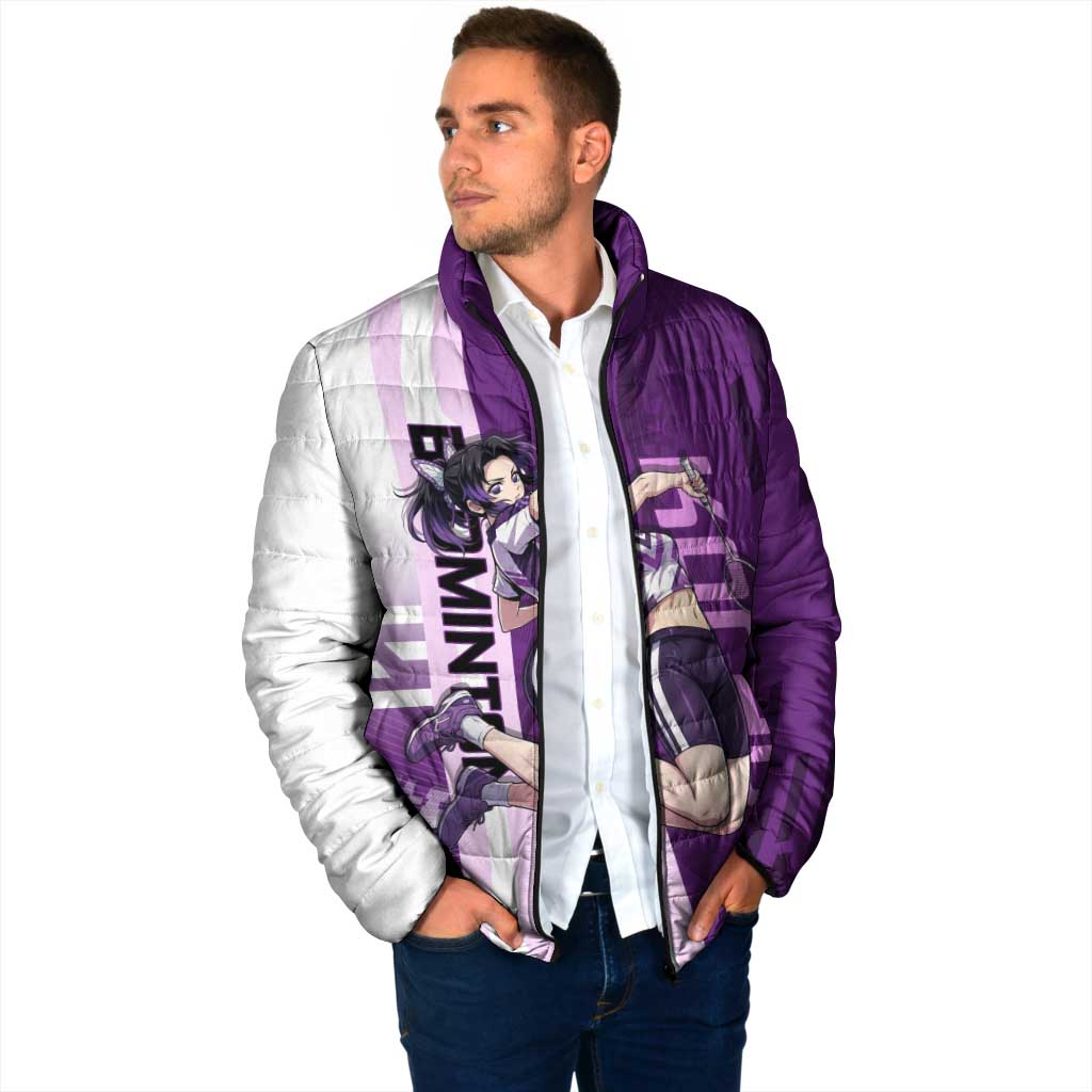 Personalized Shinobu Kocho Badminton Padded Jacket with Jump Smash Pose - The Mazicc