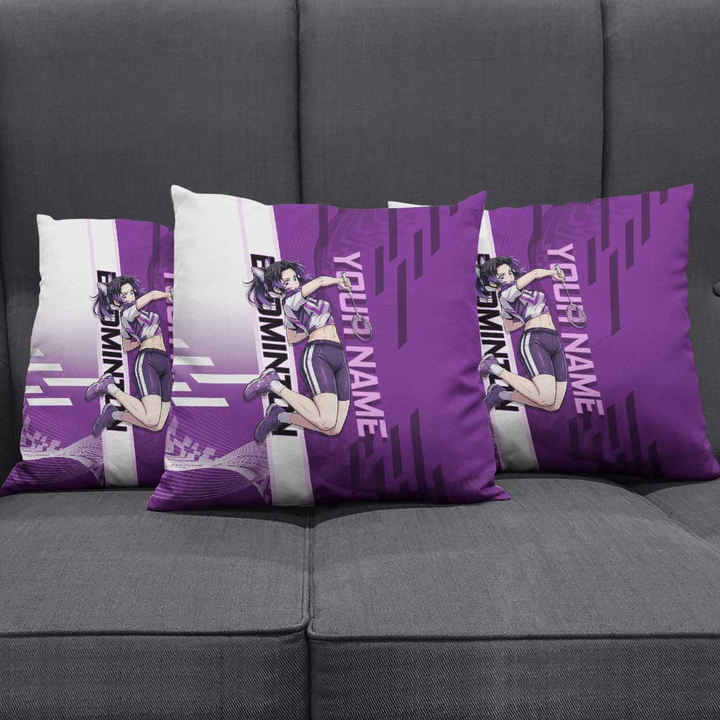 Personalized Shinobu Kocho Badminton Pillow Cover with Jump Smash Pose - The Mazicc