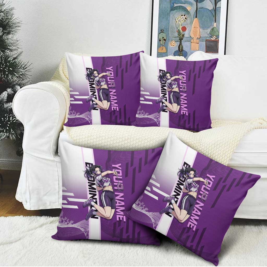 Personalized Shinobu Kocho Badminton Pillow Cover with Jump Smash Pose - The Mazicc