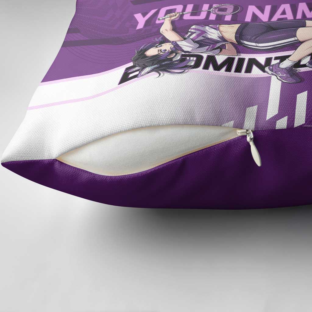 Personalized Shinobu Kocho Badminton Pillow Cover with Jump Smash Pose - The Mazicc