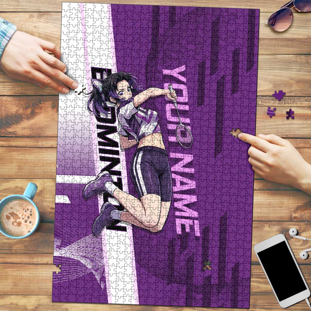 Personalized Shinobu Kocho Badminton Puzzle with Jump Smash Pose - The Mazicc