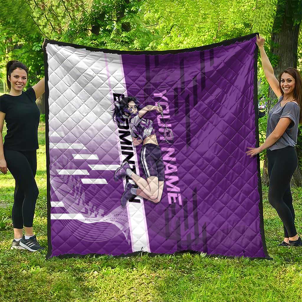 Personalized Shinobu Kocho Badminton Quilt with Jump Smash Pose - The Mazicc