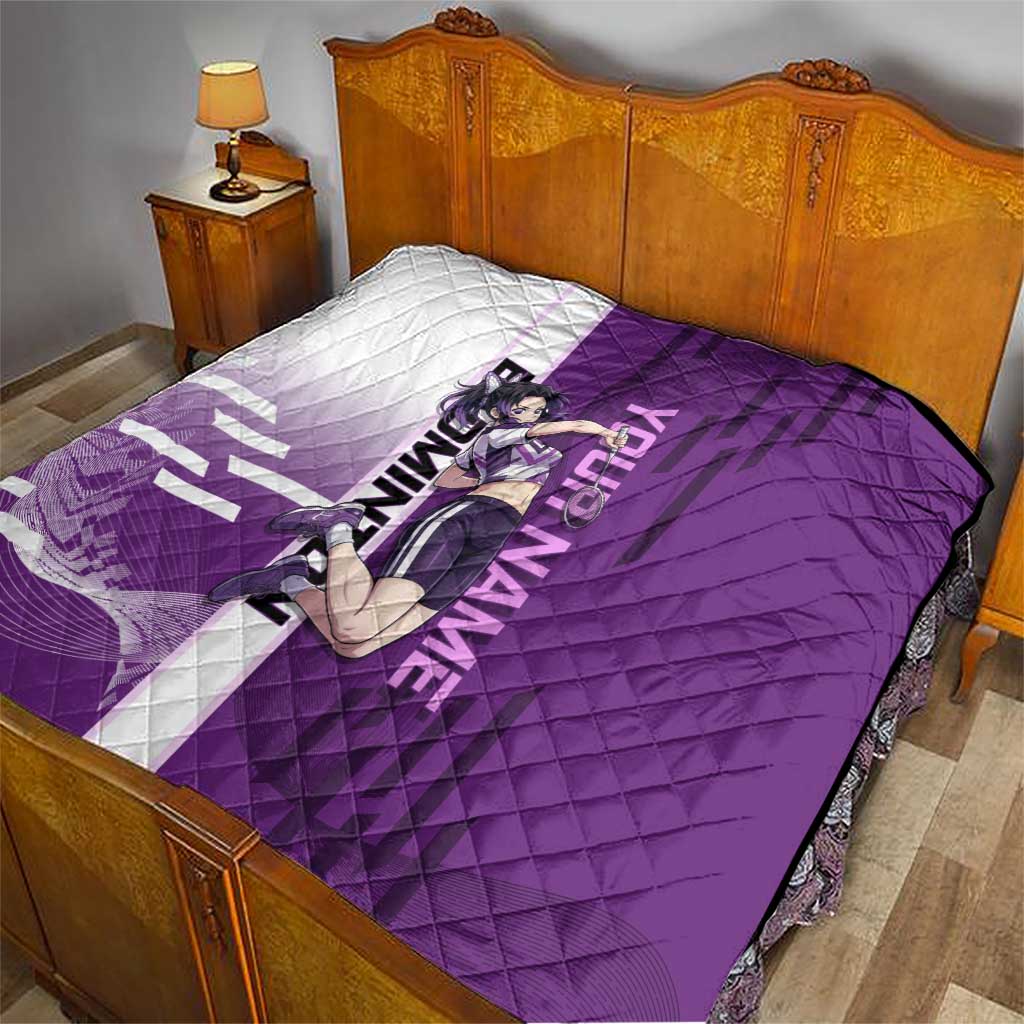 Personalized Shinobu Kocho Badminton Quilt with Jump Smash Pose - The Mazicc