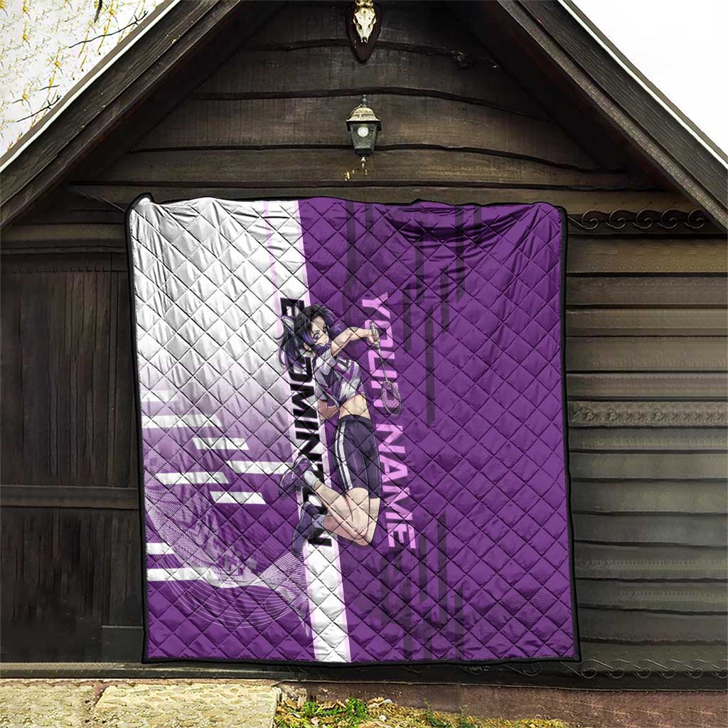 Personalized Shinobu Kocho Badminton Quilt with Jump Smash Pose - The Mazicc