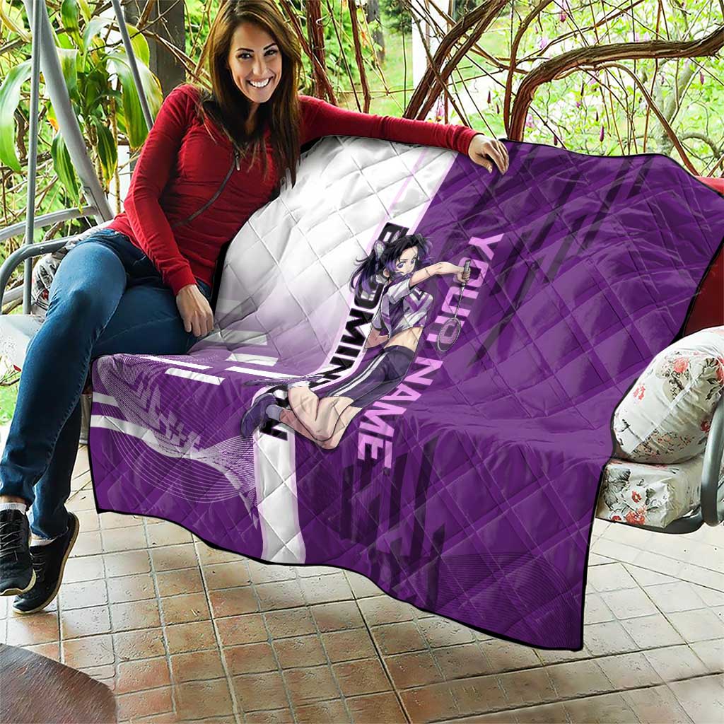 Personalized Shinobu Kocho Badminton Quilt with Jump Smash Pose - The Mazicc