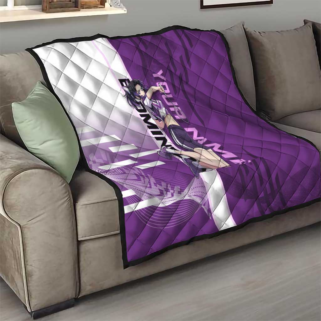 Personalized Shinobu Kocho Badminton Quilt with Jump Smash Pose - The Mazicc
