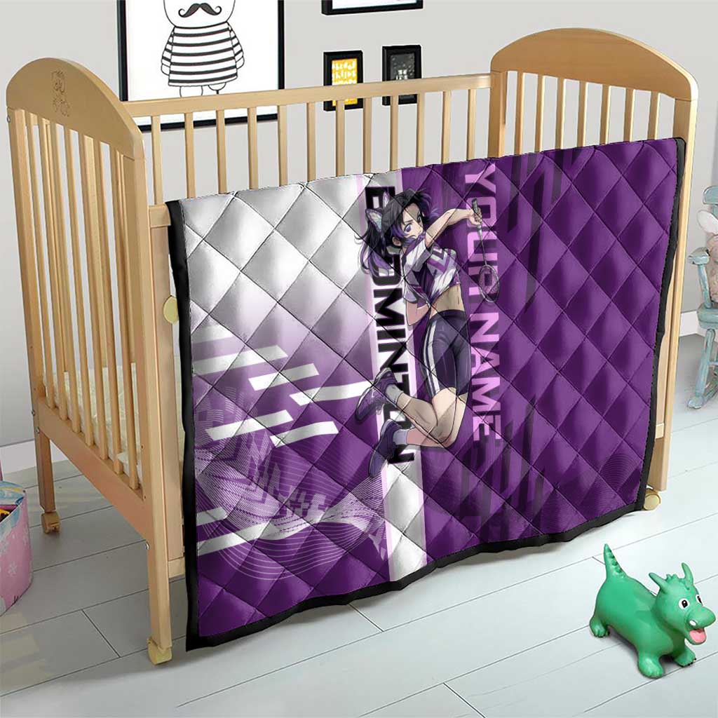 Personalized Shinobu Kocho Badminton Quilt with Jump Smash Pose - The Mazicc