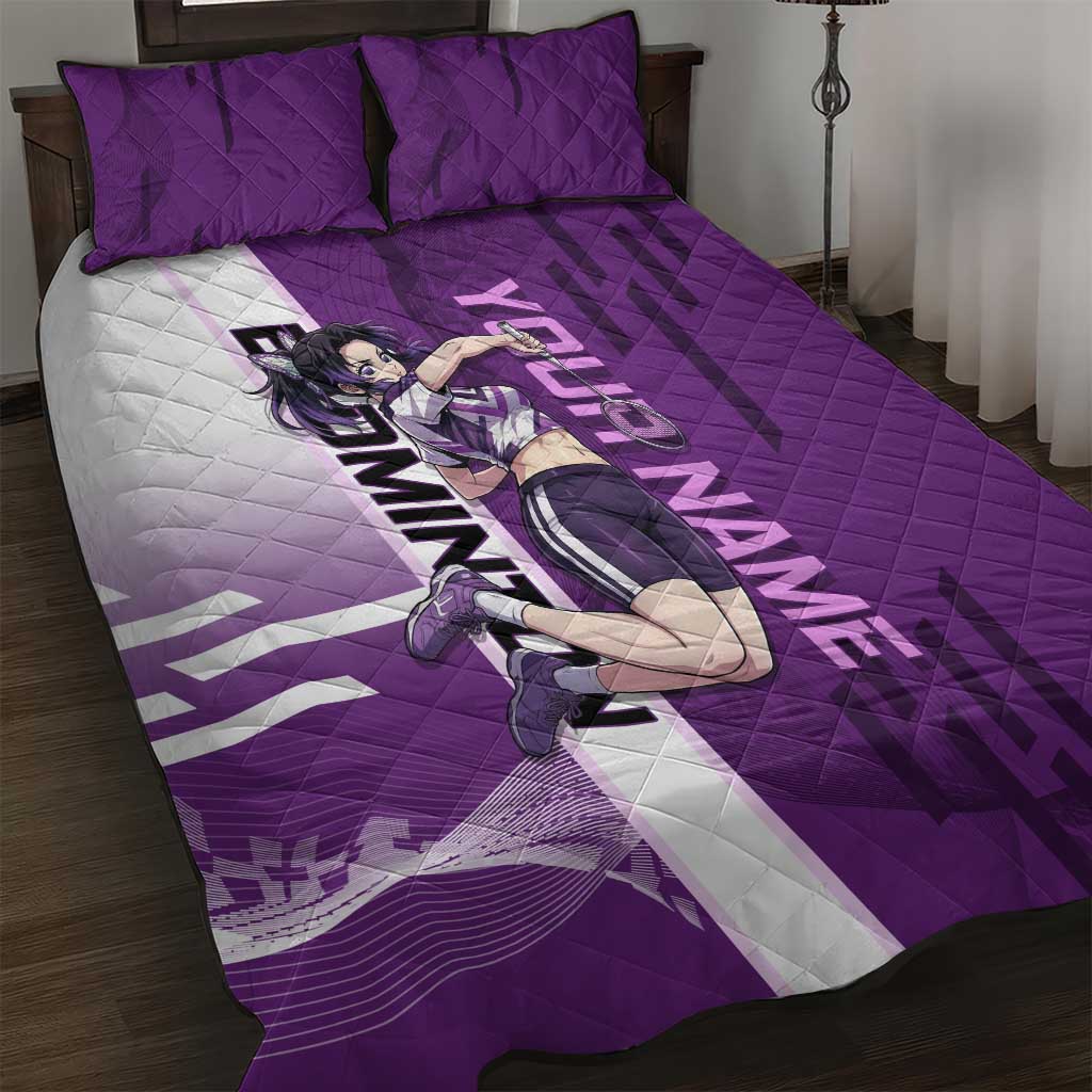 Personalized Shinobu Kocho Badminton Quilt Bed Set with Jump Smash Pose - The Mazicc