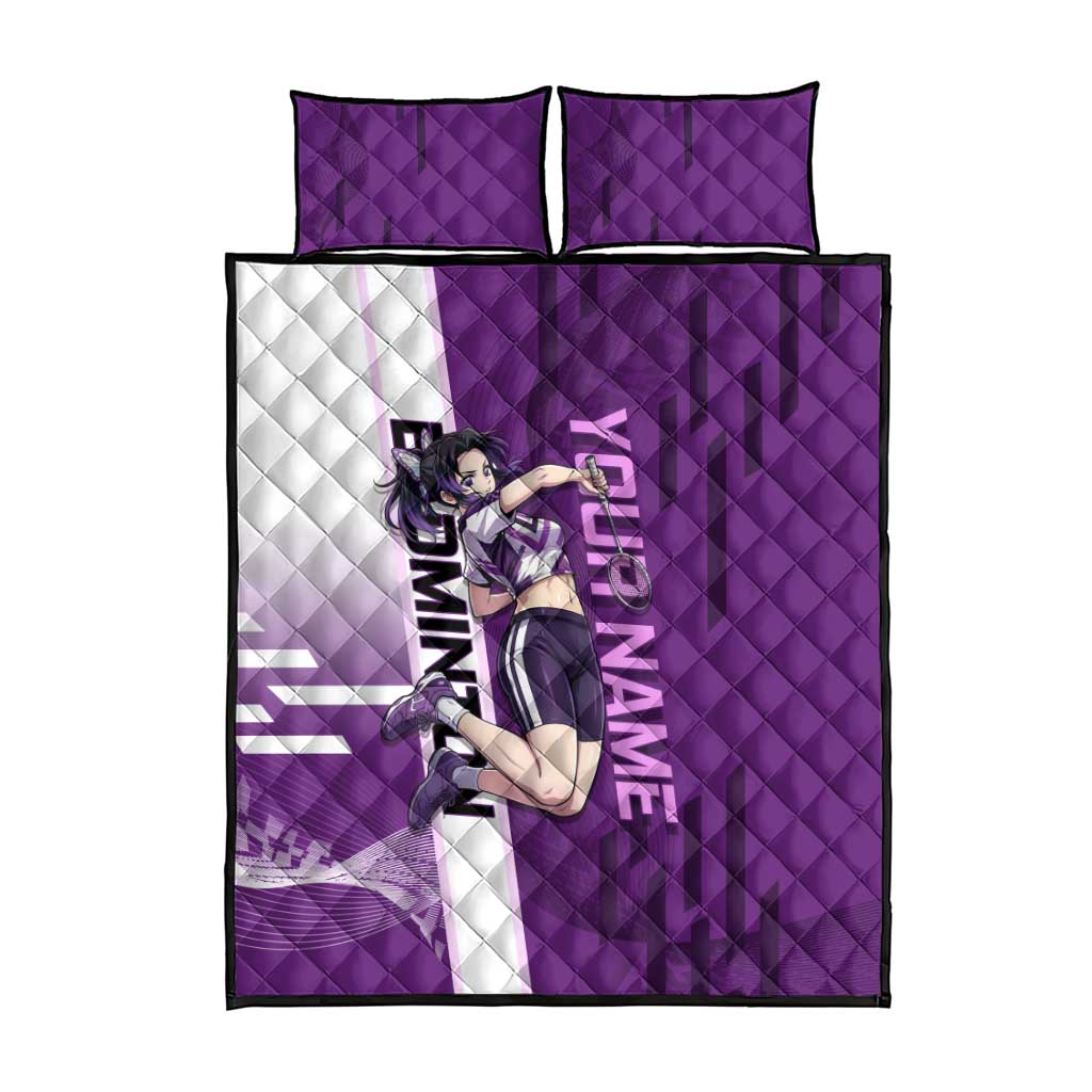 Personalized Shinobu Kocho Badminton Quilt Bed Set with Jump Smash Pose - The Mazicc