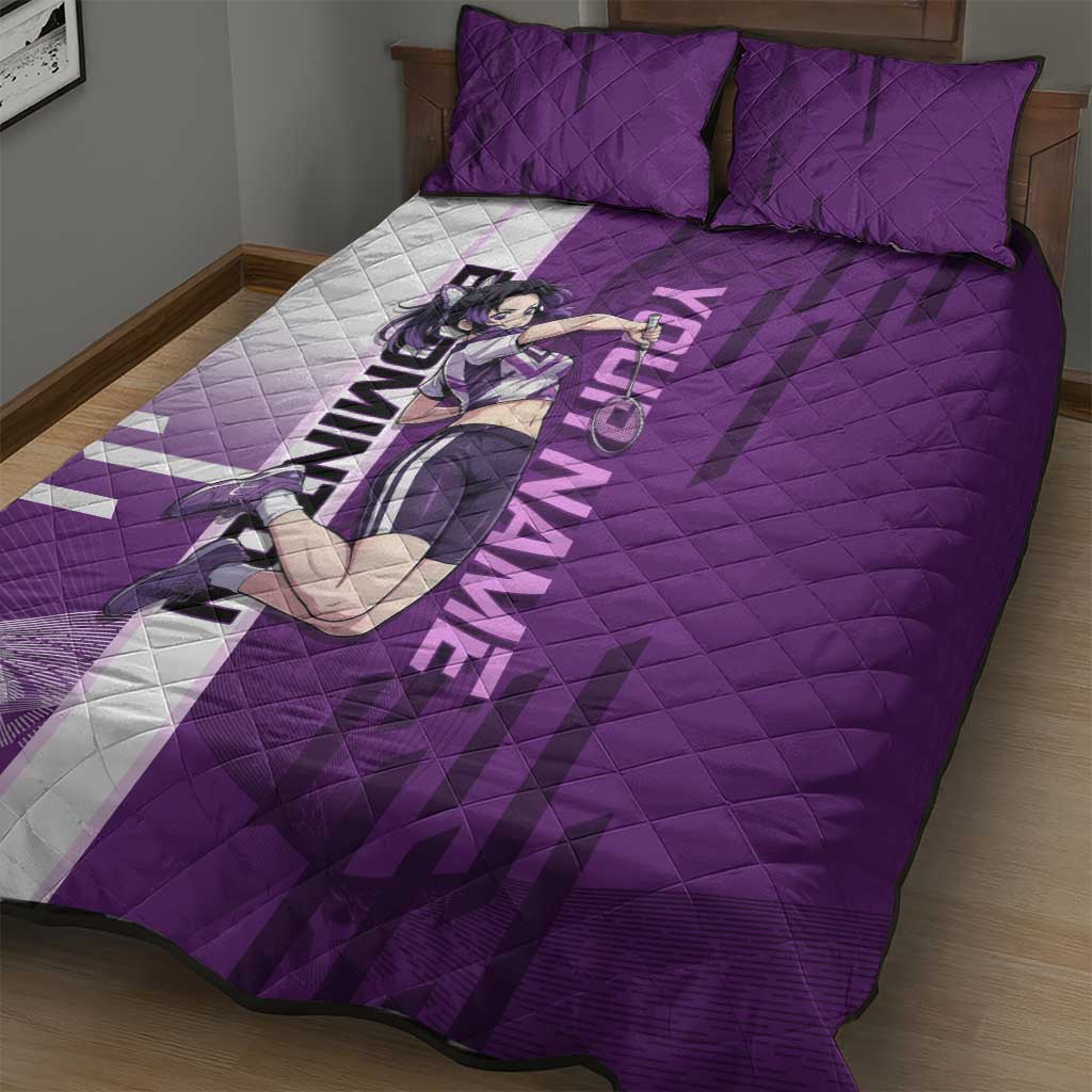 Personalized Shinobu Kocho Badminton Quilt Bed Set with Jump Smash Pose - The Mazicc