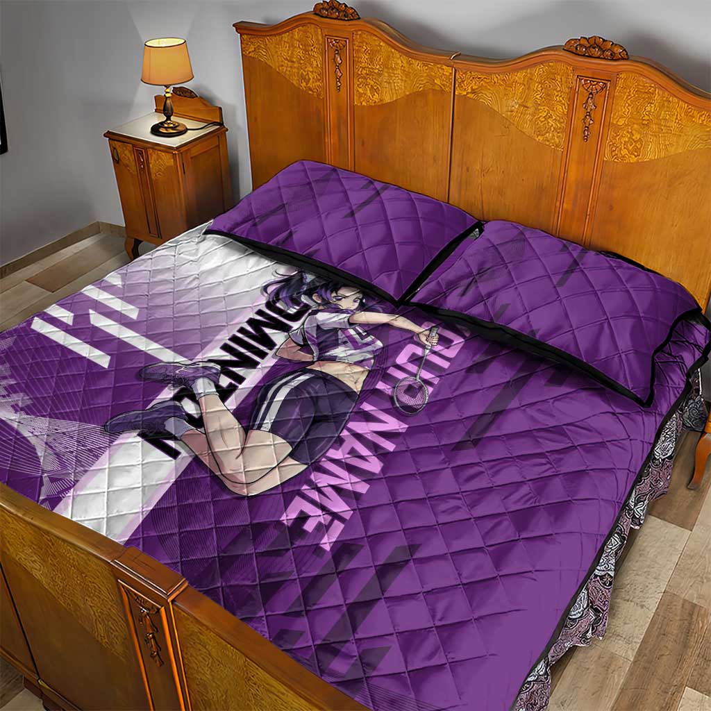 Personalized Shinobu Kocho Badminton Quilt Bed Set with Jump Smash Pose - The Mazicc