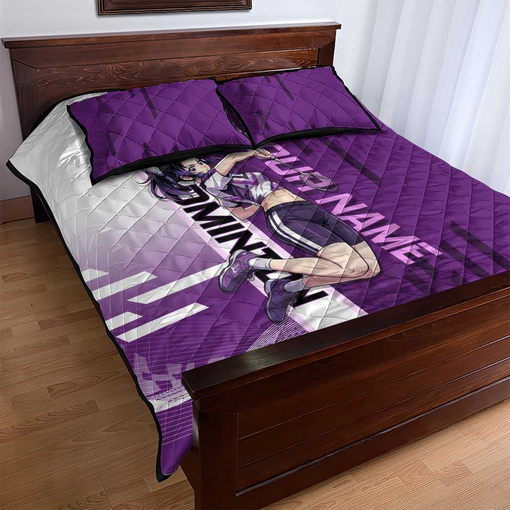 Personalized Shinobu Kocho Badminton Quilt Bed Set with Jump Smash Pose - The Mazicc