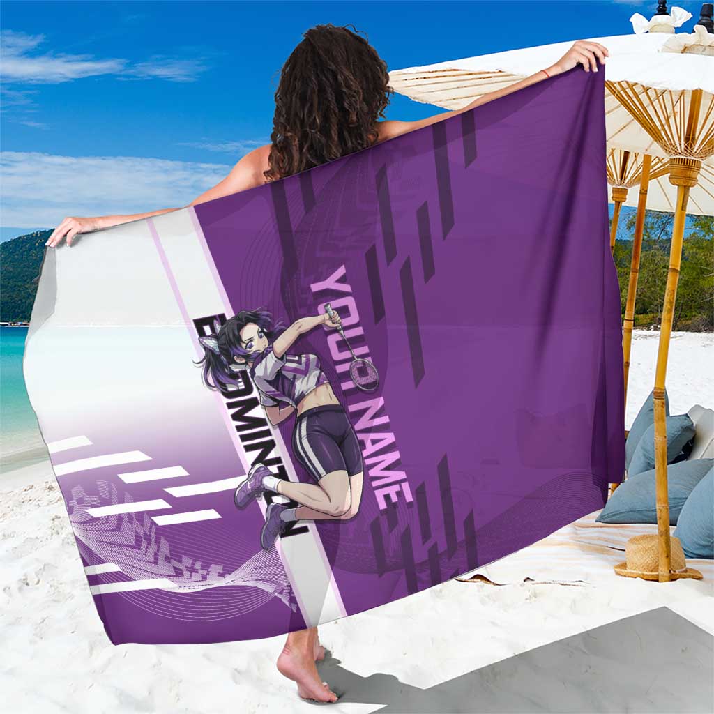 Personalized Shinobu Kocho Badminton Sarong with Jump Smash Pose - The Mazicc