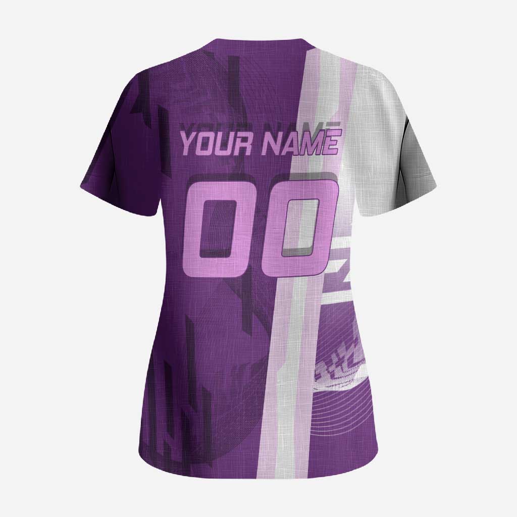 Personalized Shinobu Kocho Badminton Scrub Top with Jump Smash Pose - The Mazicc