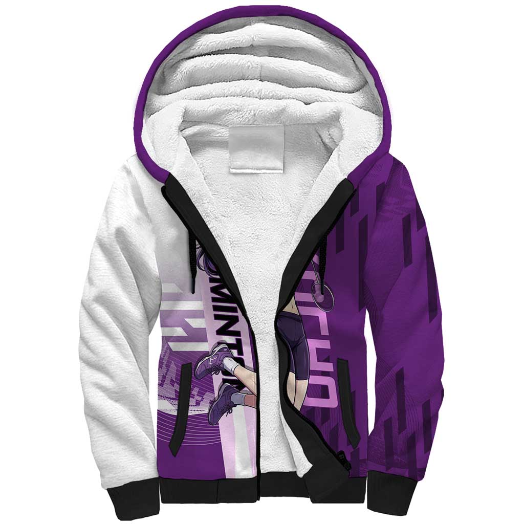 Personalized Shinobu Kocho Badminton Sherpa Hoodie with Jump Smash Pose - The Mazicc