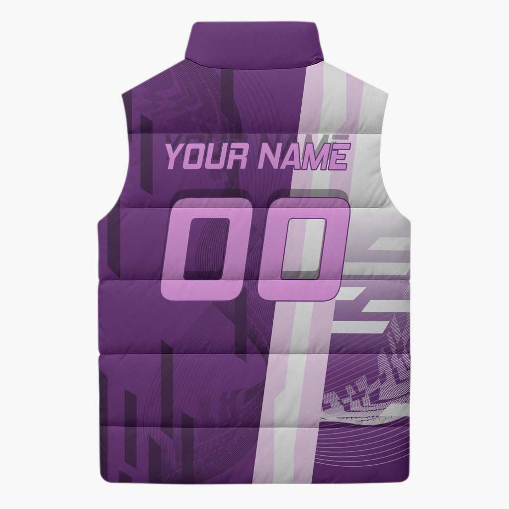 Personalized Shinobu Kocho Badminton Sleeveless Puffer Jacket with Jump Smash Pose - The Mazicc